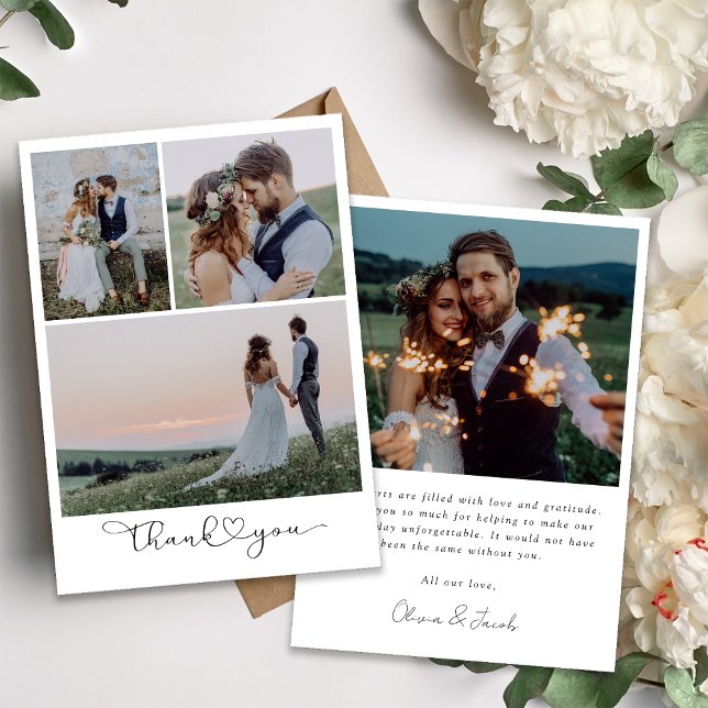 Minimalist Photo Calligraphy Wedding Thank You Card (Creator Uploaded)
