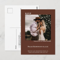 Minimalist Photo Chestnut Brown Wedding RSVP