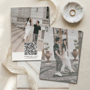 Minimalist Photo Classic QR Code Save The Date  Invitation