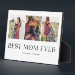 Minimalist Photo Collage Best Mum Ever Keepsake Pl Plaque<br><div class="desc">Customisable mother's day photo block featuring 3 photos of your own with a fun typography font beneath it that says "best mum ever" with a heart inside the letter "O". Perfect keepsake gift for the mother.</div>