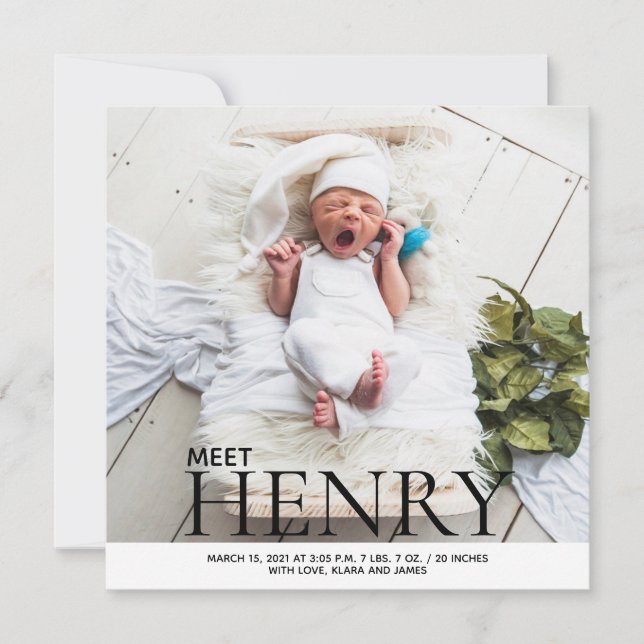 Minimalist photo collage Birth Announcement (Front)