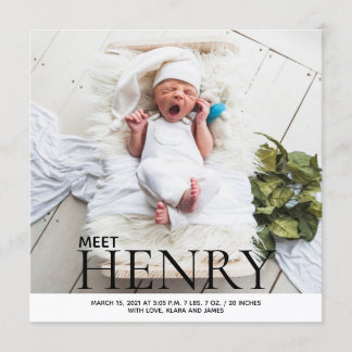Minimalist photo collage Birth Announcement
