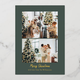Minimalist Photo Collage Christmas Chic Green Gold