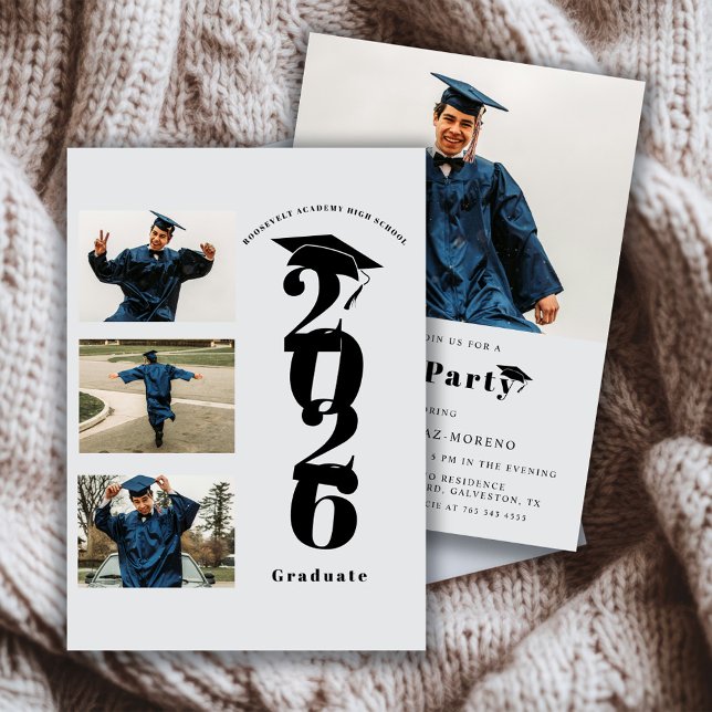 Minimalist Photo Collage Class of 2026 Grad Party  Invitation (Creator Uploaded)