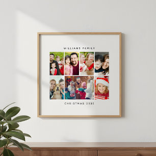 Minimalist Photo Collage Custom Family Christmas Poster