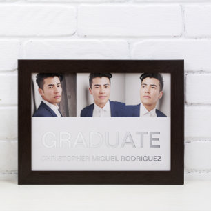 Minimalist Photo Collage Graduation Foil Invitation Postcard