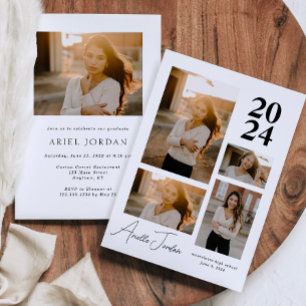 Minimalist Photo Collage Graduation Year Invitation
