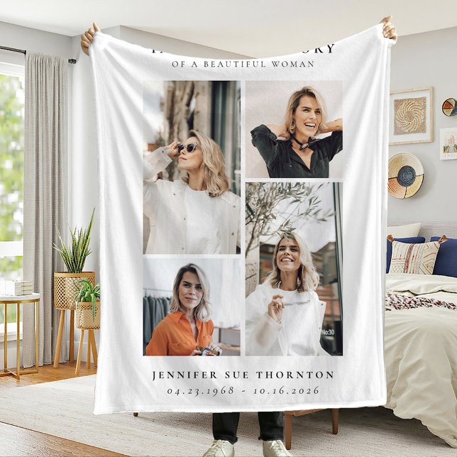 Minimalist Photo Collage In Loving Memory Fleece Blanket (Creator Uploaded)