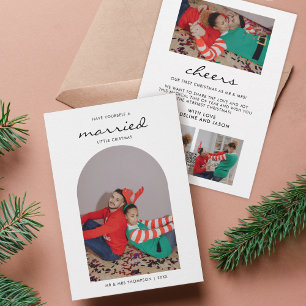 Minimalist Photo Collage Married Merry Christmas Holiday Card