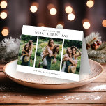 Minimalist Photo Collage Modern Christmas Holiday Card<br><div class="desc">Modern folded Christmas card featuring a simple photo collage with three of your favourite veritcal pictures along with the editable greeting "We wish you a very Merry Christmas".</div>