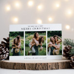 Minimalist Photo Collage Modern Christmas Holiday Card<br><div class="desc">Modern Christmas card featuring a simple photo collage with three of your favourite veritcal pictures along with the editable greeting "We wish you a very Merry Christmas".</div>
