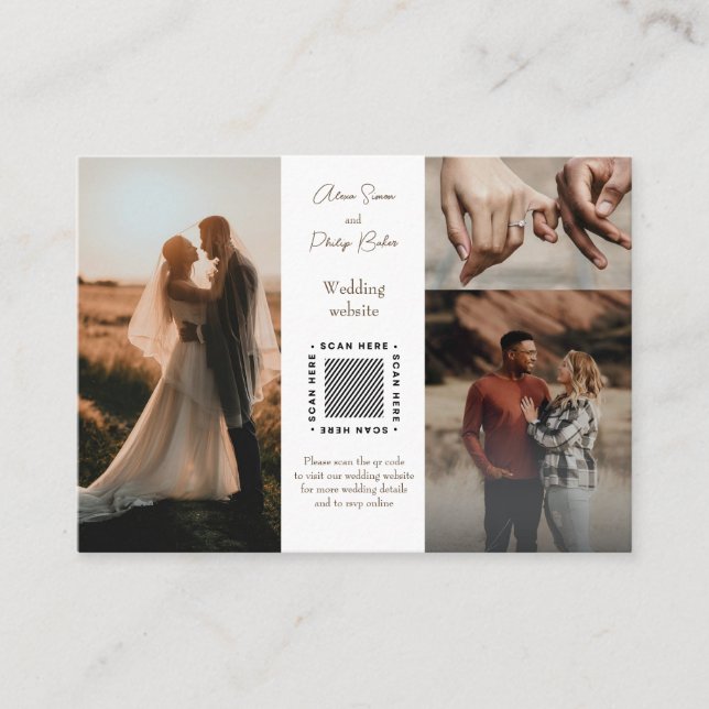 Minimalist photo collage wedding Enclosure Cards (Front)
