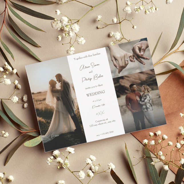 Minimalist photo collage wedding invitation (1)