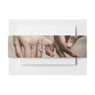 Minimalist photo collage wedding invitation belly band