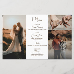 Minimalist photo collage wedding menus