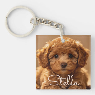 Minimalist Photo Dog - Add Their Name Key Ring