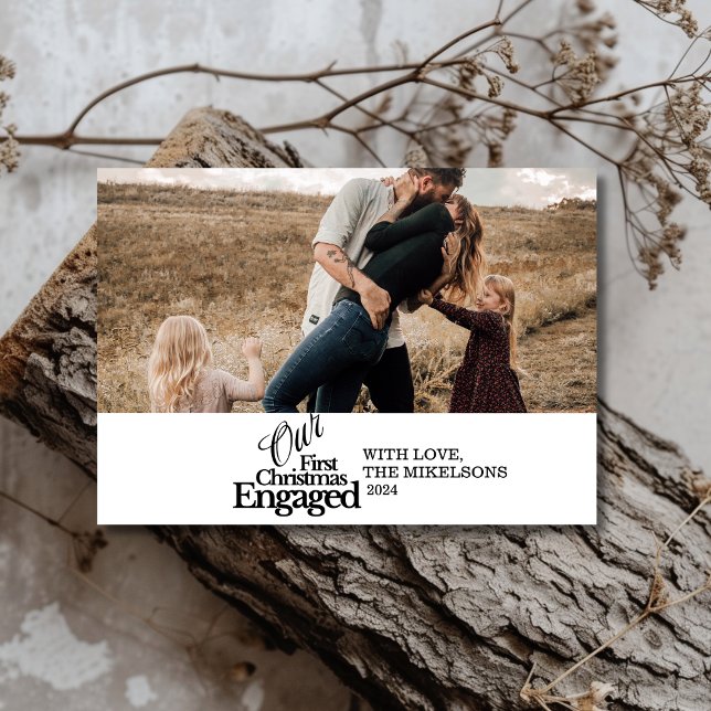 Minimalist Photo Elegant First Christmas Engaged Holiday Card (Creator Uploaded)