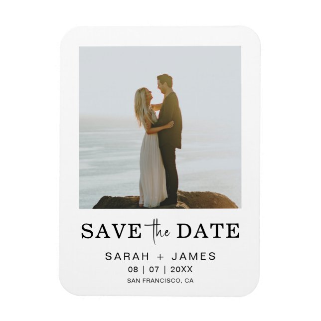 Minimalist Photo Elegant Modern Save The Date Magnet (Vertical)