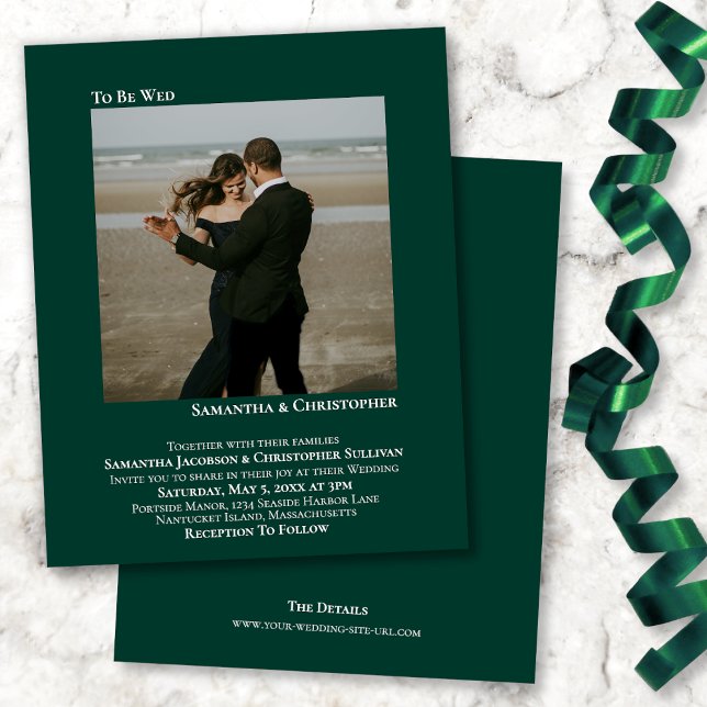 Minimalist Photo Emerald BUDGET Wedding Invitation (Creator Uploaded)