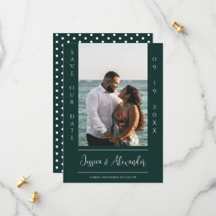 Minimalist Photo Emerald Green Save The Date