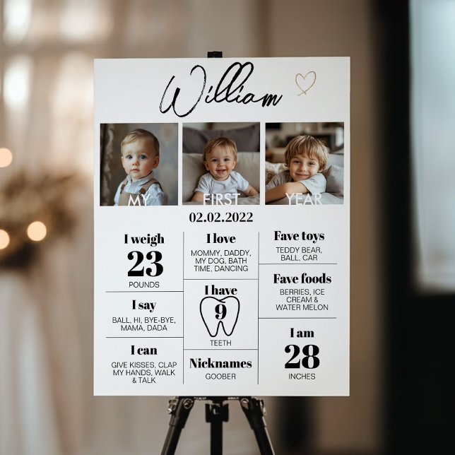 Minimalist Photo First Year Birthday Milestone Poster (Creator Uploaded)