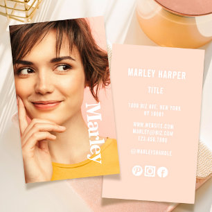 Minimalist Photo Full Photo Simple Chic Cute Fun Business Card