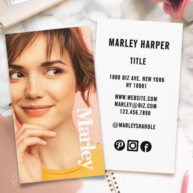 Minimalist Photo Full Photo Simple Chic Cute Fun Business Card (Creator Uploaded)