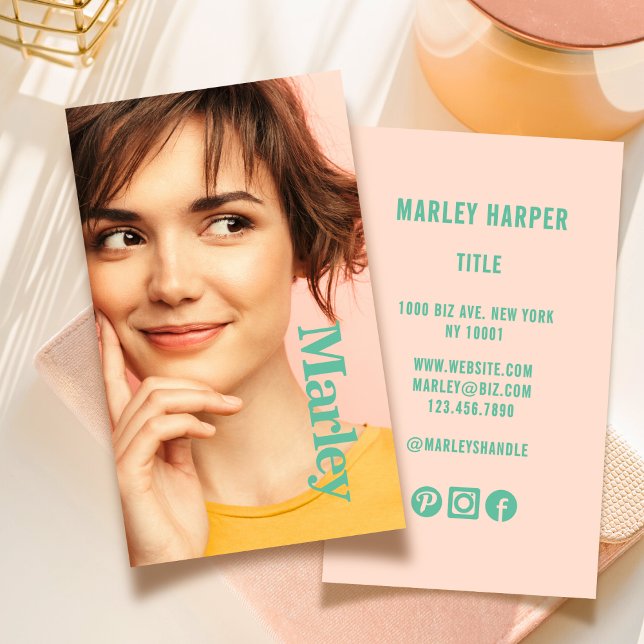 Minimalist Photo Full Photo Simple Chic Cute Fun Business Card (Creator Uploaded)