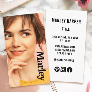 Minimalist Photo Full Photo Simple Chic Cute Fun Business Card