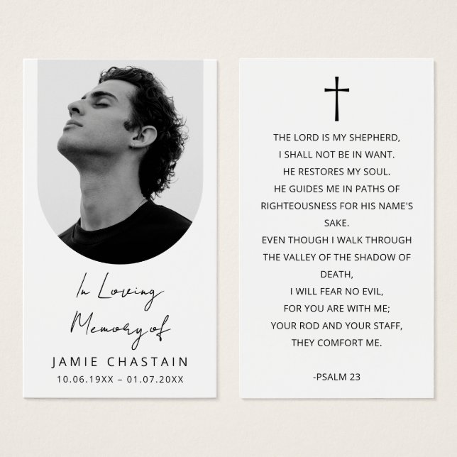 Minimalist Photo Funeral Memorial Prayer Cards (Front & Back)