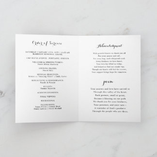 Minimalist Photo Funeral Order of Service Folded  Programme