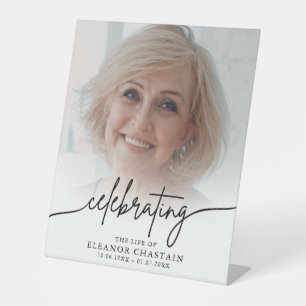 Minimalist Photo Funeral Sympathy Memorial Pedestal Sign