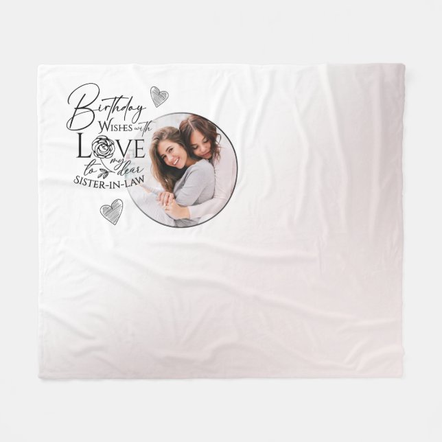 Minimalist Photo Gifts For  Sister-In-Law Fleece Blanket (Front (Horizontal))