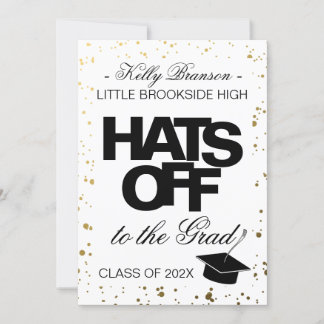 Minimalist Photo Graduation Announcement Hats Off 