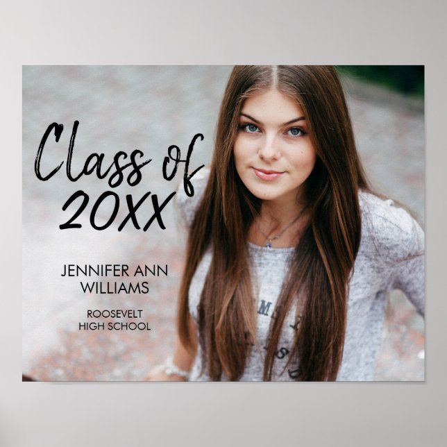 Minimalist Photo Graduation Announcement Poster  (Front)