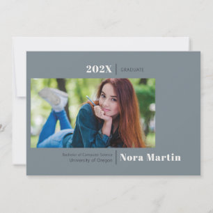 Minimalist Photo Graduation Dusty Blue Announcement