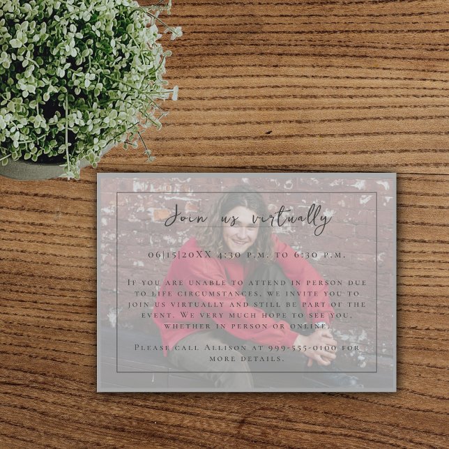 Minimalist Photo Graduation | Grey Enclosure Card (Gray Minimalist Photo Graduation Enclosure Card)