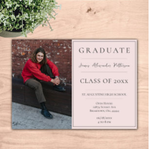 Minimalist Photo Graduation Open House   Pink Invitation