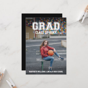 Minimalist Photo Graduation Varsity Party Card