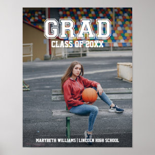 Minimalist Photo Graduation Varsity Poster Sign