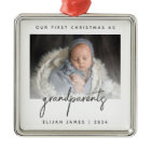 Minimalist Photo Grandparents 1st Christmas Grey