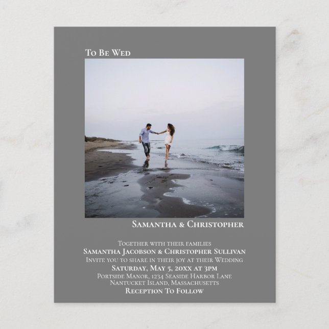 Minimalist Photo Grey BUDGET Wedding Invitation (Front)
