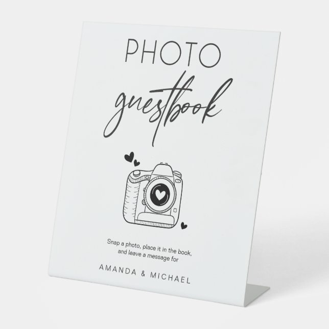 Minimalist Photo Guest Book Camera Sign (Front)