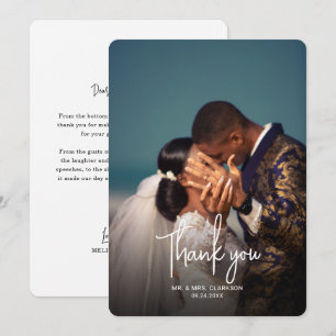 Minimalist Photo Handwriting Script Wedding Thank You Card
