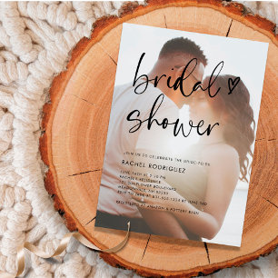 Minimalist Photo Handwritten Heart Bridal Shower Invitation