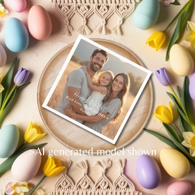 Minimalist Photo Happy Easter  Napkin (Minimalist Photo Happy Easter Napkins)