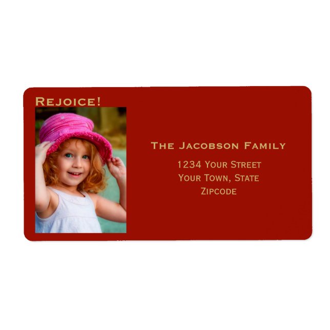 Minimalist Photo Large Red Holiday Return Address (Front)