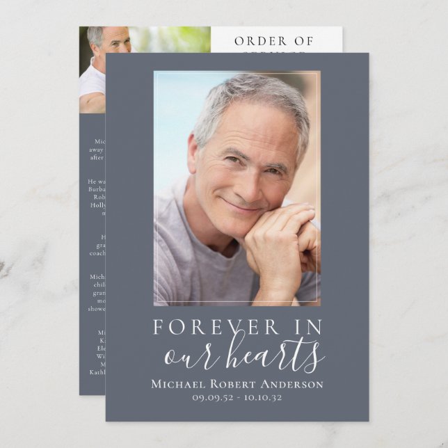 Minimalist Photo Memorial Service Program Programme (Front/Back)