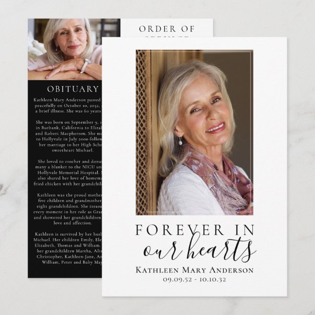 Minimalist Photo Memorial Service Programme (Front/Back)