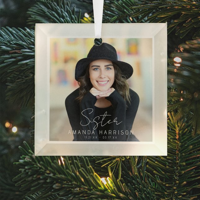 Minimalist Photo Memorial | Sister Glass Tree Decoration (Creator Uploaded)
